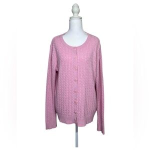 Laura Scott Pink Cable Knit Women's Sweater XL